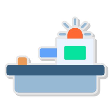 Otel odası ikonu düz stil.