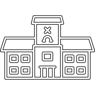 Okul binası simgesi olan bina, satır biçimi