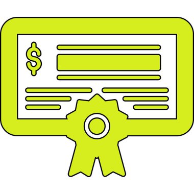 Dolar sertifika simgesi, vektör illüstrasyonu