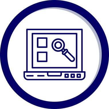 Büyüteç simgeli dizüstü bilgisayar