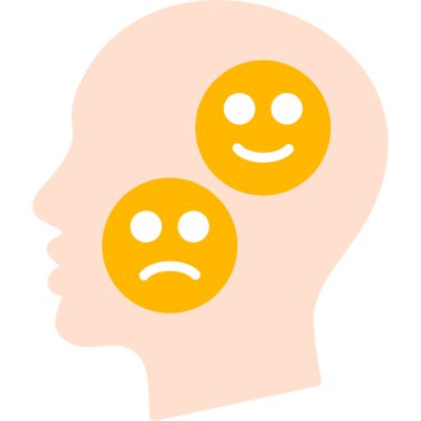 Yüz simgesi olan insan beyni, düz tasarım.