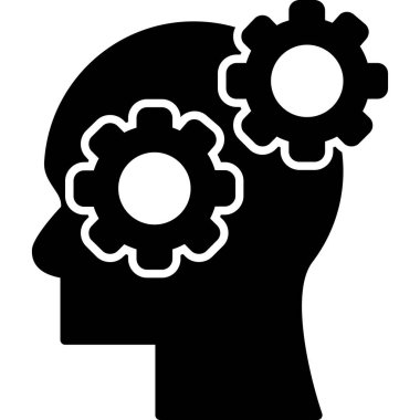 bir beyin simgesi ile baş, basit vektör illüstrasyonu