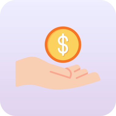 Bozuk para taşıyan düz elli vektör.