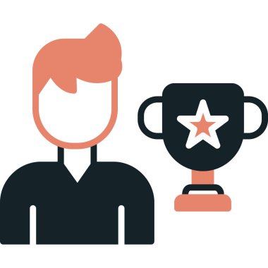 Uzun gölge ve vektör simgesi ile kazanan düz simge