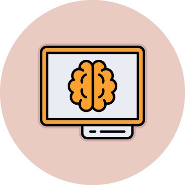 Beyin. Web simgesi basit illüstrasyon