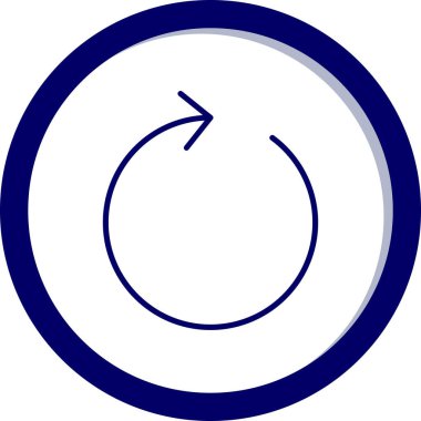 Ok simgesini tazele. Vektör çizimi düz ikonik sembol, kobalt rengi, beyaz arkaplan.