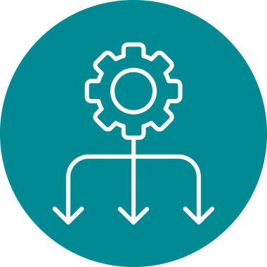 Dişli vektör simgesi. Resim stili bir yuvarlak bir düğme, kobalt ve gri renkler, beyaz arka plan üzerinde düz simgesi semboldür.