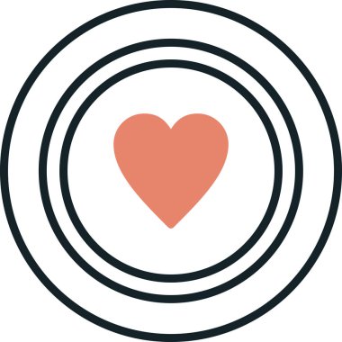 Aşk kalp yuvarlak vektör simgesi