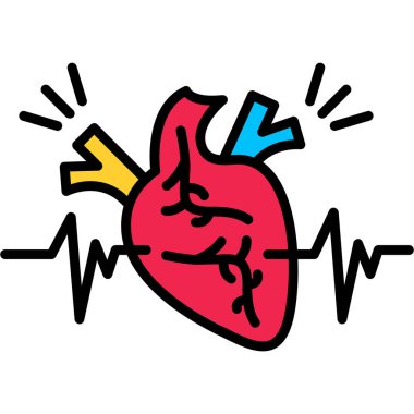 Kalp atışı renk ikonu. Kalp atışı işareti ve izole edilmiş bir çizim. web vektörü grafiği