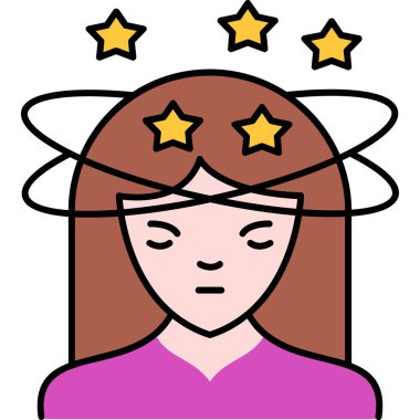 Farklı yüz ifadesi olan kız, vektör çizimi