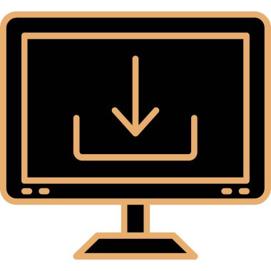 Ekran simgesini izle. outline monitör ekran vektör rengi düz izole