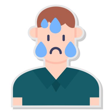 Ağlayan üzgün emoji simgesi düz stil