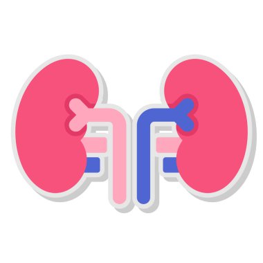 Haç simgesi olan insan böbrekleri, düz stil.