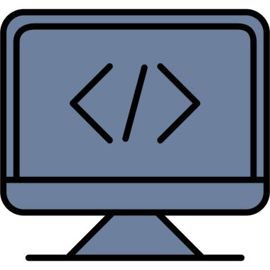 Doldurulmuş dış hat biçiminde kodlama geliştirme programlama simgesi