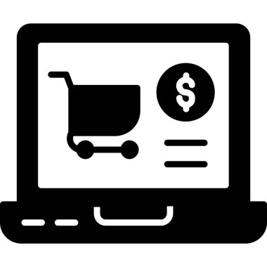 İnternetten alışveriş. Web simgesi basit illüstrasyon