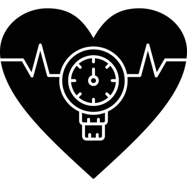 Kalp atış hızı sembolü. biçim düz sembol, siyah renk, yuvarlak açılar, beyaz arkaplan