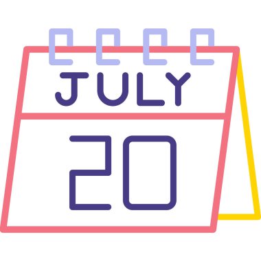 Temmuz 20 takvim tarihi simgesi, takvim tarihi vektör tasarımı, düz stil. grafik tasarımı