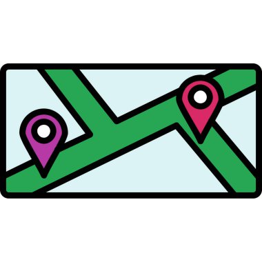 Harita konum simgesi renk dış hat vektörü