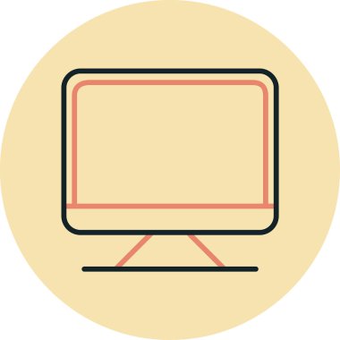 Beyaz arkaplanda bilgisayar monitörü, illüstrasyon, vektör