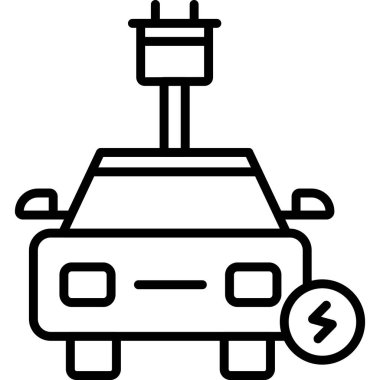 elektrik araba şarj simgesi ana hat biçiminde