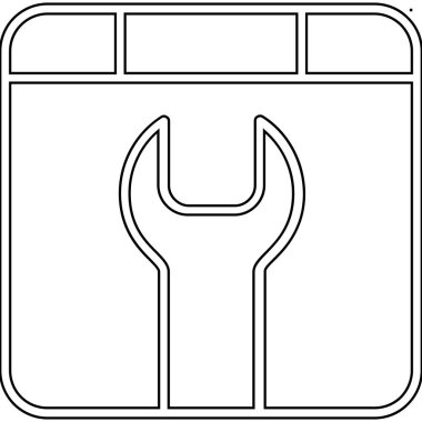 İngiliz anahtarı ve tornavida ikonu. Web için anahtar ve anahtar vektör simgesinin özet çizimi