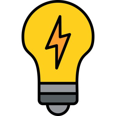 elektrik ampul simgesi renk ana hatları vektörü