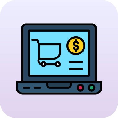 çevrimiçi alışveriş simgesi, vektör illüstrasyonu