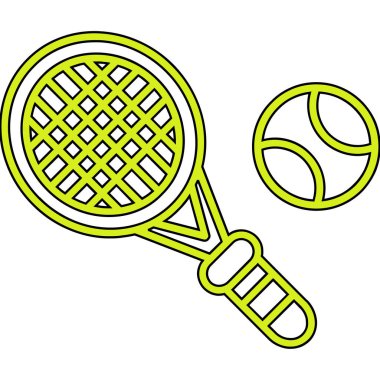 Tenis raketi ikonu. Web tasarımı için tenis topu vektör simgesinin özet çizimi