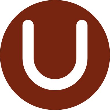 Mıknatıs simgesi. Yuvarlak vektör düz sembol yuvarlak açılar ve kahverengi arkaplan ile çizilir..