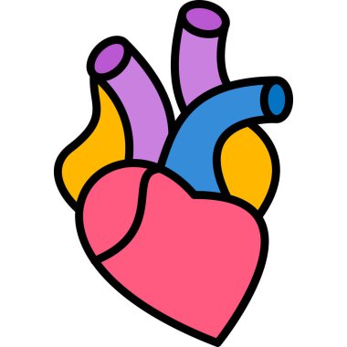 elle çizilmiş renk ikonu vektör illüstrasyonlu kalp