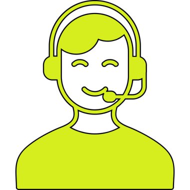 Çağrı merkezi operatör simgesi. dış hat müşteri merkezi müşteri vektör rengi düz izole