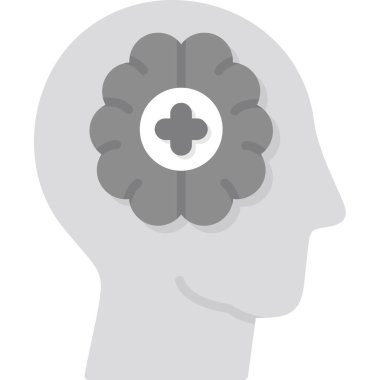 İnsan kafalı bir beyin, düz tasarım simgesi