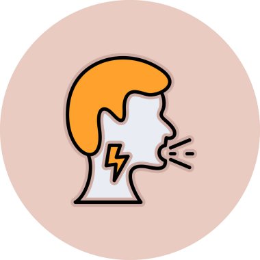 Üzerinde konuşma balonu olan bir kadın çizgi film etiketi.