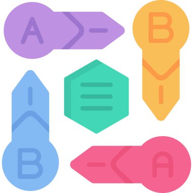 b harfli renkli düz simgelerin vektör kümesi