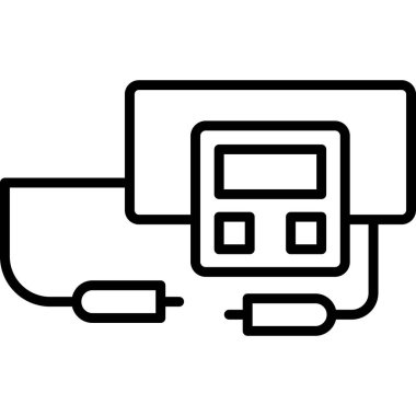 Dizüstü bilgisayar simgesi vektörü. İnce çizgi işareti. İzole edilmiş kontür sembolü gösterimi