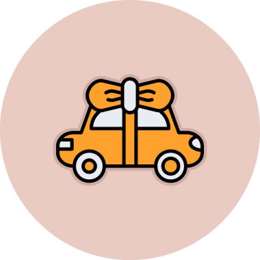 Hediye kutusu simgesi olan araba