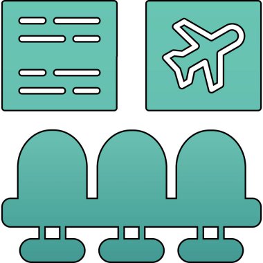 Havaalanı uçak simgesi renk ana hatları vektörü