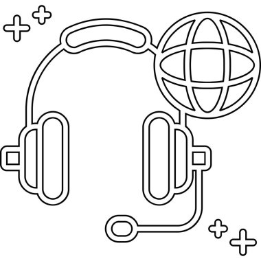 Müzik notası ve kulaklık vektör illüstrasyonlu kulaklıklar