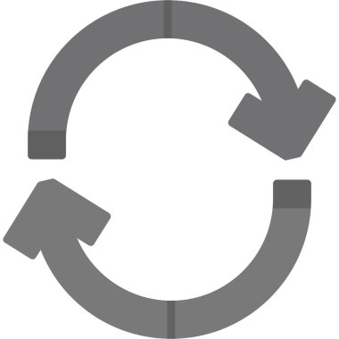 Döndürme vektör simgesi. biçim düz simge sembolü, gri renk, beyaz arkaplan.