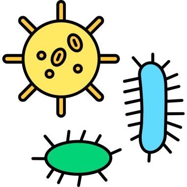 mikroorganizmalar hücre simgesi renk ana hatları vektörü