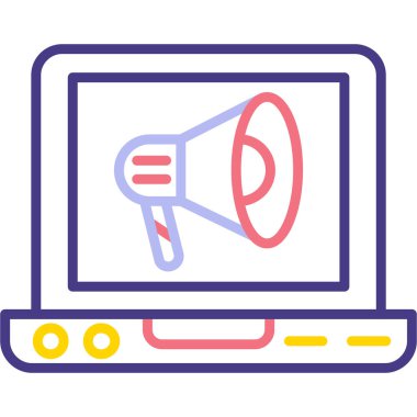 Megafon ikonlu bir laptop. vektör çizimi tasarımı