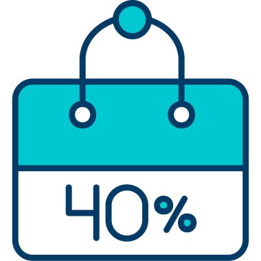 Alışveriş yüzdesi vektör simgesi. biçim düz sembol, yumuşak mavi renk, yuvarlak açılar, beyaz arkaplan