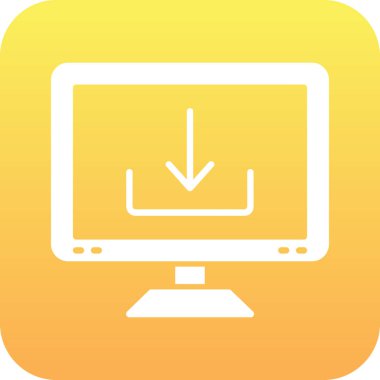 Bilgisayar monitör simgesini. Bilgisayar monitörü vektör simgesi web için düz çizimi