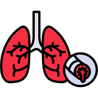 Akciğer ikonu. düzenlenebilir ana hat renk tasarımı. vektör illüstrasyonu.