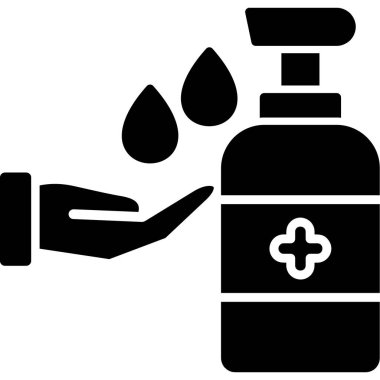 El dezenfektanı simgesi, vektör çizimi beyaz arkaplanda izole edildi