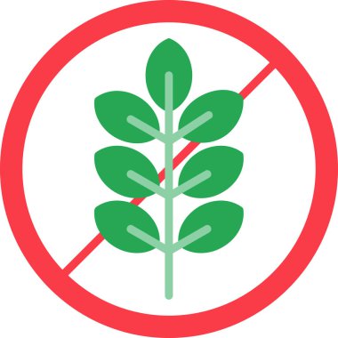 Yiyecek vektör simgesi yok. biçim iki renkli düz sembol, yoğun kırmızı ve yeşil renkler, yuvarlak açılar, beyaz arkaplan