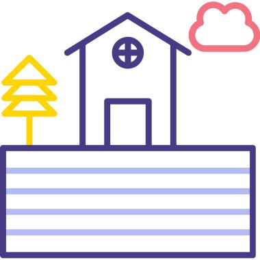 kır evi simgesi, vektör illüstrasyonu