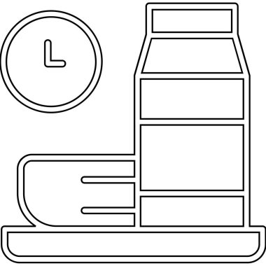 Saat ve bir şişe meyve suyu.