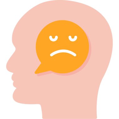 Bir beyin simgesi ile üzgün yüz