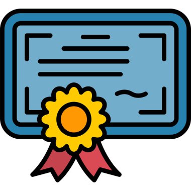 Sertifika diploma simgesi renk çizgisi vektörü